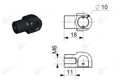 Embout de rotule M6/M8, D22 mm