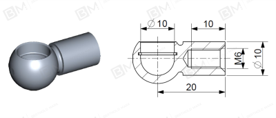 Embout de rotule M6/M8, D22 mm